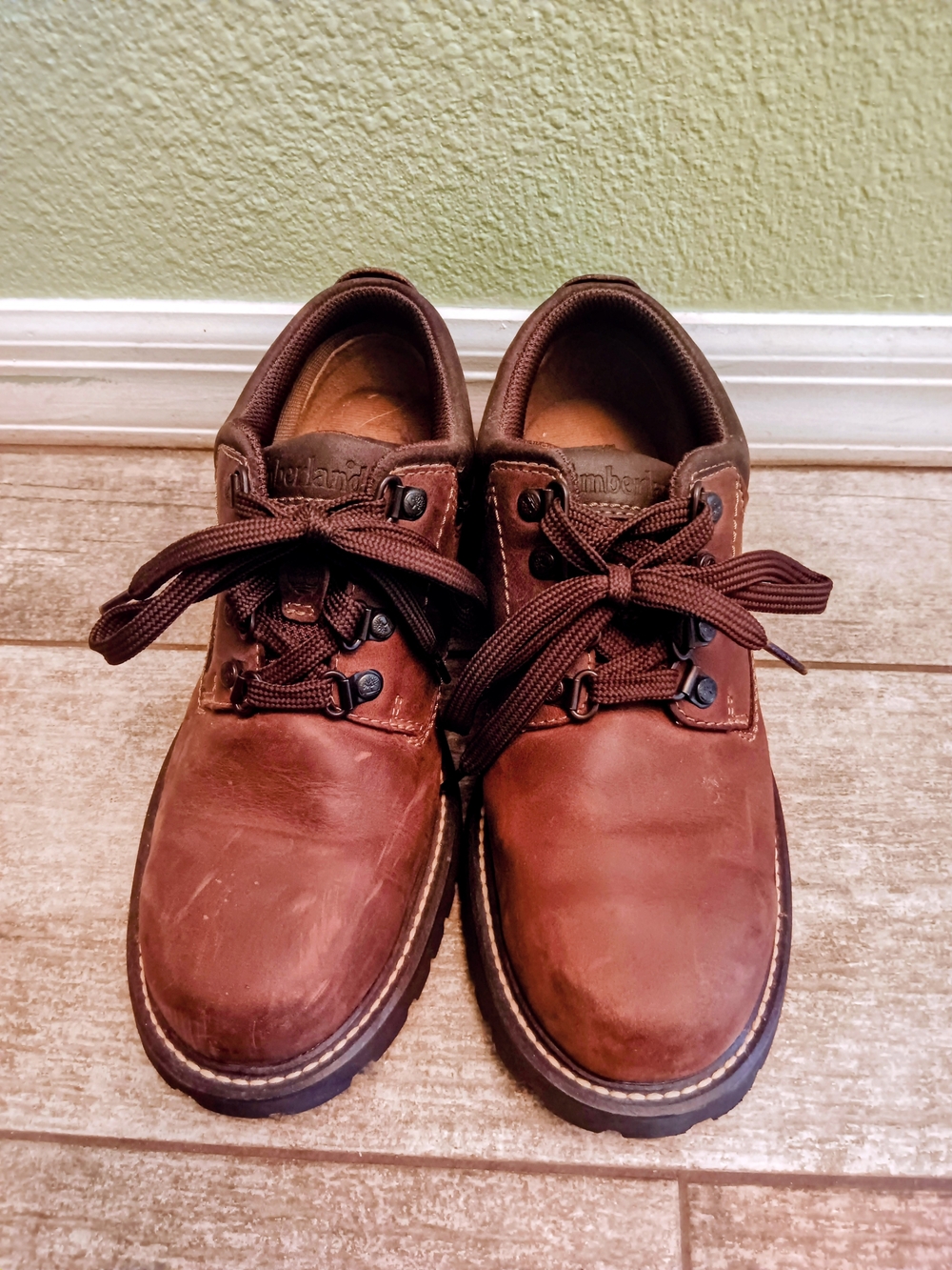 Timberland Woman's Brown Leather Lace-Up Work Shoes